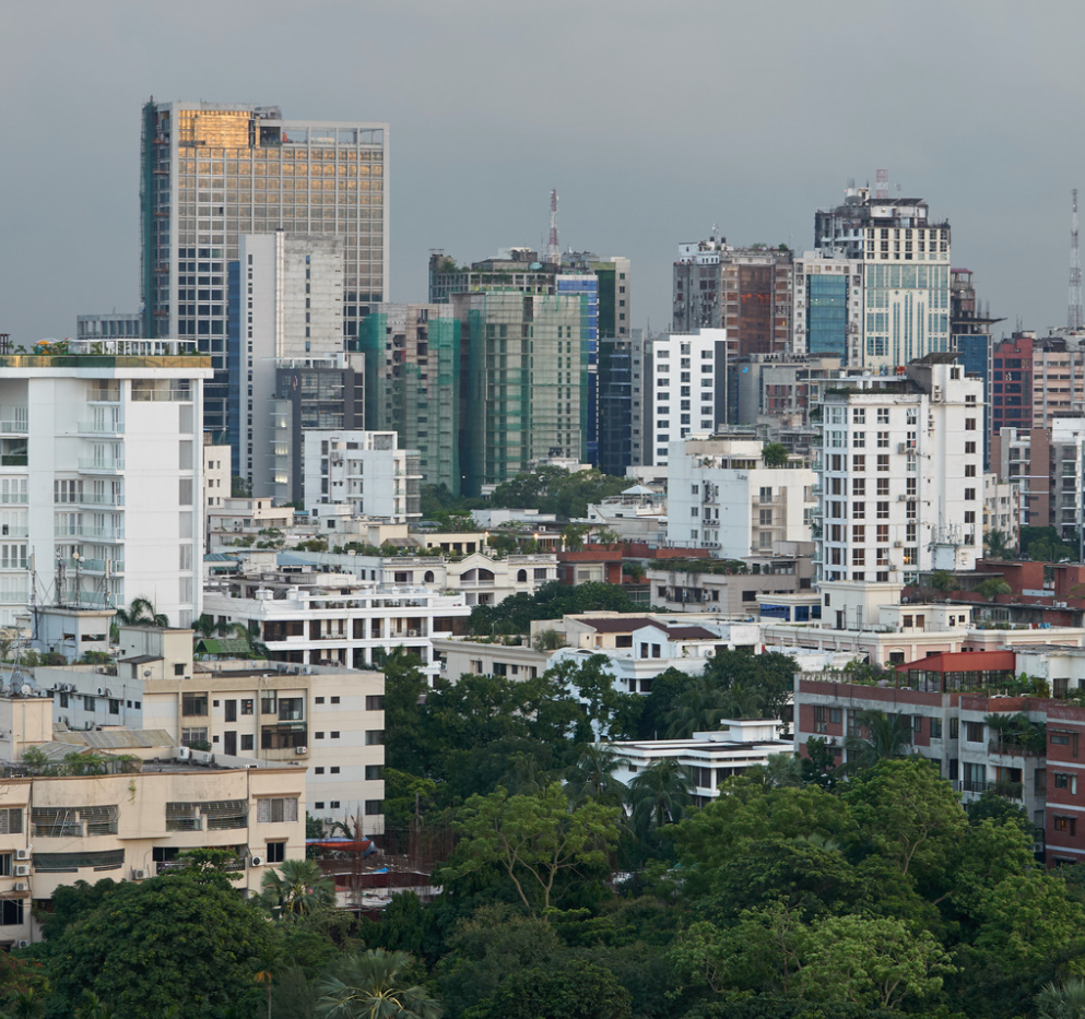 A photograph of the skyline of bangladesh